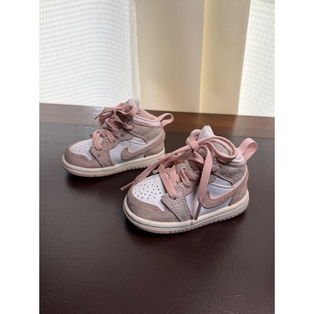 Jordan 1 Mid SE Pink Glaze White Toddler Sneakers FN7537-161 Size 4C